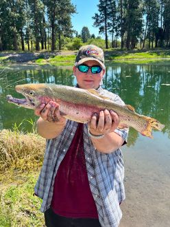 Rainbow trout caught by Ethan Enns at Kalispell Montana. Released unharmed.